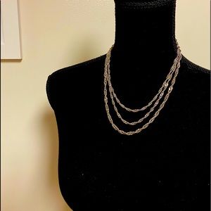 Silver tone 3 chain chunky shine chain necklace